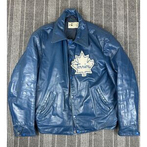 Mississauga Terriers Jacket Mens Large Blue Leather Vintage 60s Junior AA Apollo